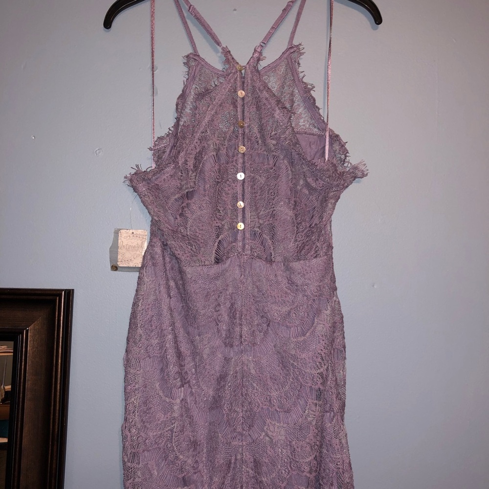 Free people L lace floral dress wedding mauve - Picture 6 of 7